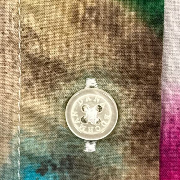 Dana Buchman Top M Watercolor Floral Bold Button Down Resort Travel Boho Beachy - Picture 10 of 15